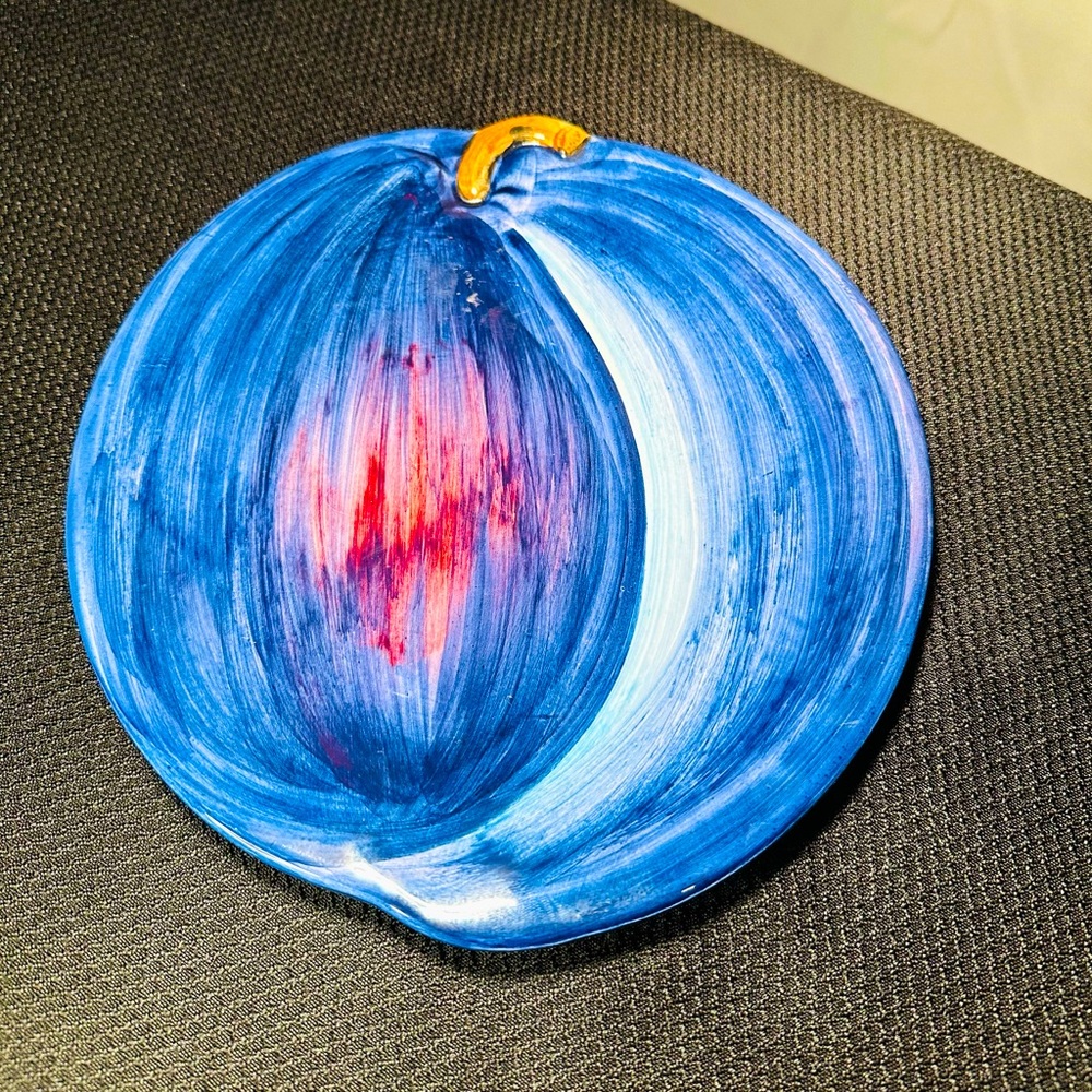 Art Pottery Serving Dish, Italian Made, Plum Serving Platter
